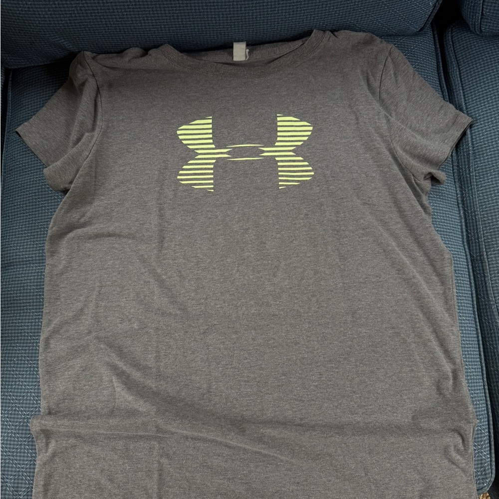 Under Armour Gray Tee with Neon Yellow Logo